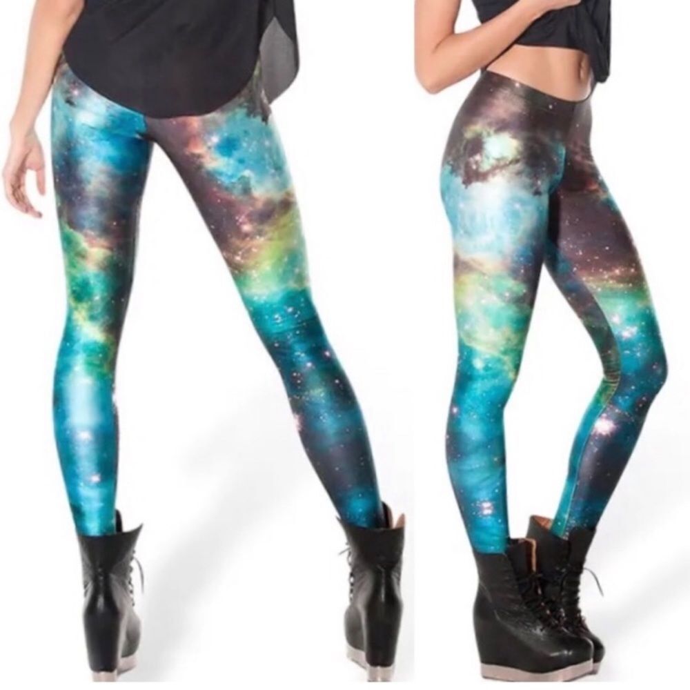 NWOT Blackmilk Green Blue Teal Galaxy Star Leggings